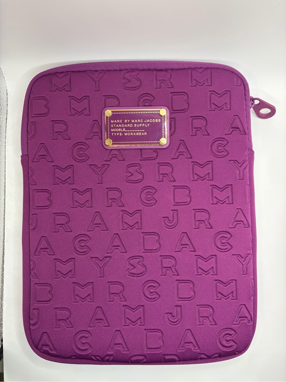 Marc by Marc Jacobs Purple Neoprene Embossed Logo Zip iPad Tablet Sleeve Case